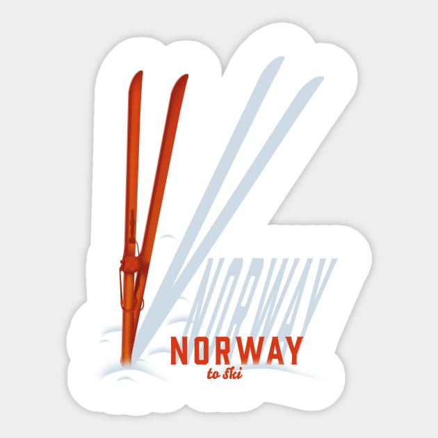 Norway Vintage ski poster Sticker by nickemporium1